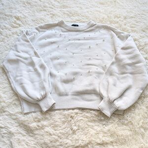 Express Cream Sweater with Subtle Embellishments